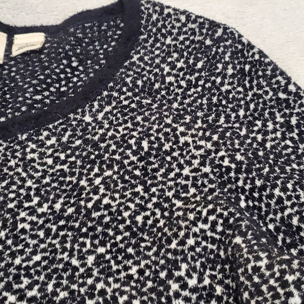 Anthropologie Moth Black‎ White Knit 3/4 Sleeve Sweater Small Classic Capsule